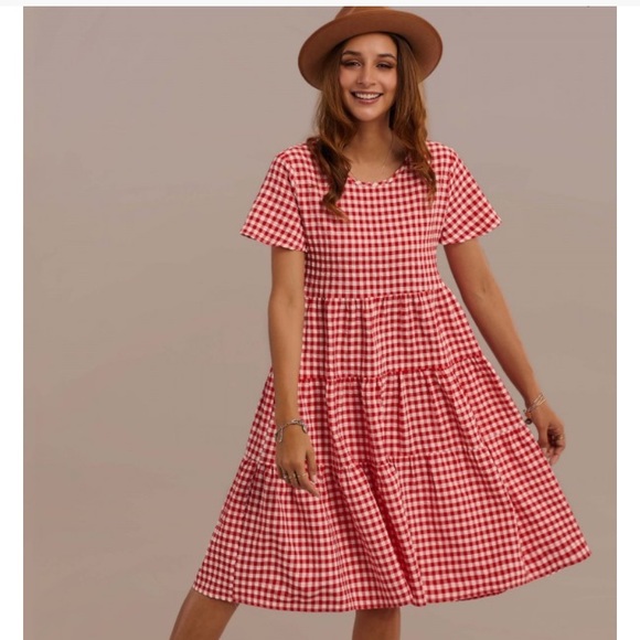 Petallush red and white checkered dress - Picture 1 of 5